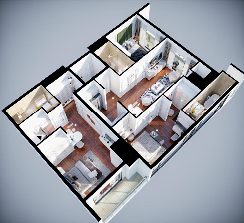 Hình ảnh 3D căn hộ The 6nature