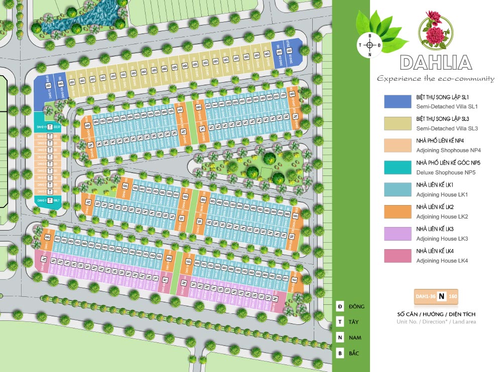 Sơ đồ mặt bằng Dahlia Eco Garden Huế