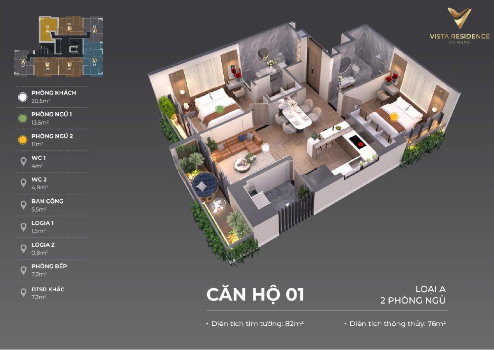 Thiết kế layout căn hộ Vista Residence