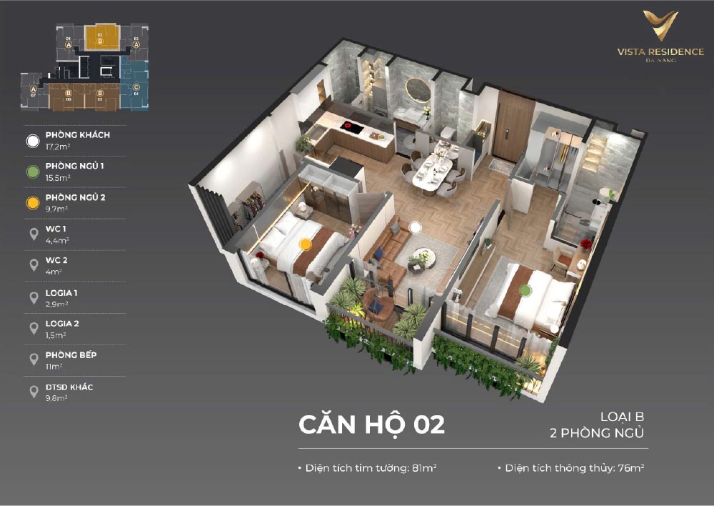 Thiết kế layout căn hộ Vista Residence