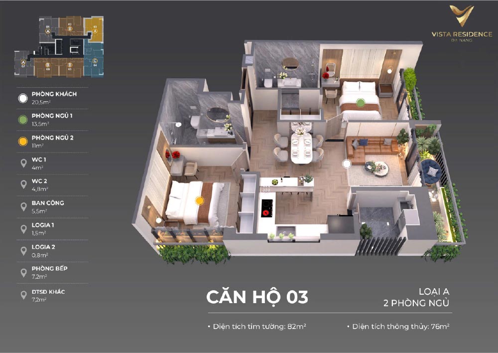 Thiết kế layout căn hộ Vista Residence