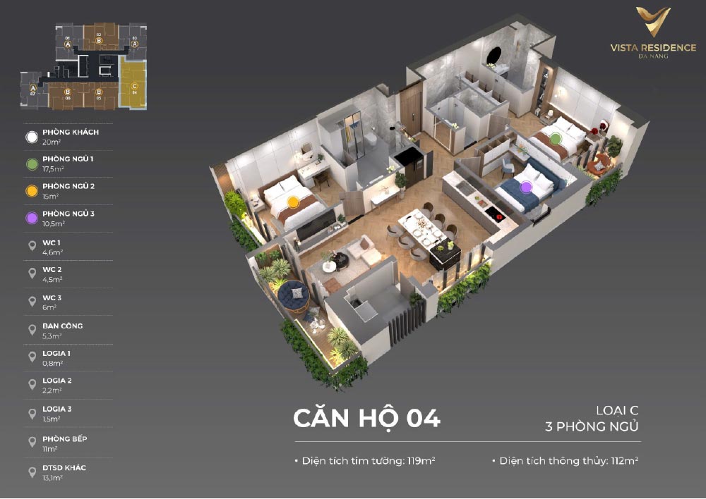 Thiết kế layout căn hộ Vista Residence
