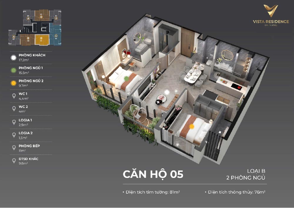 Thiết kế layout căn hộ Vista Residence