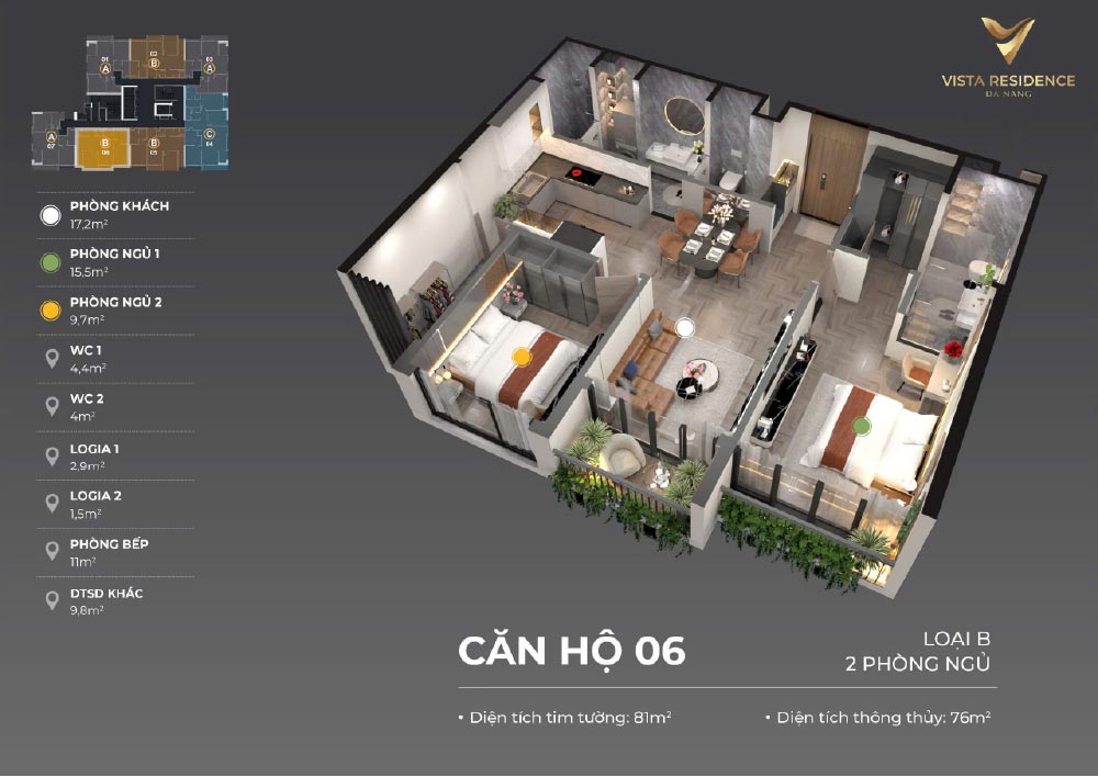 Thiết kế layout căn hộ Vista Residence