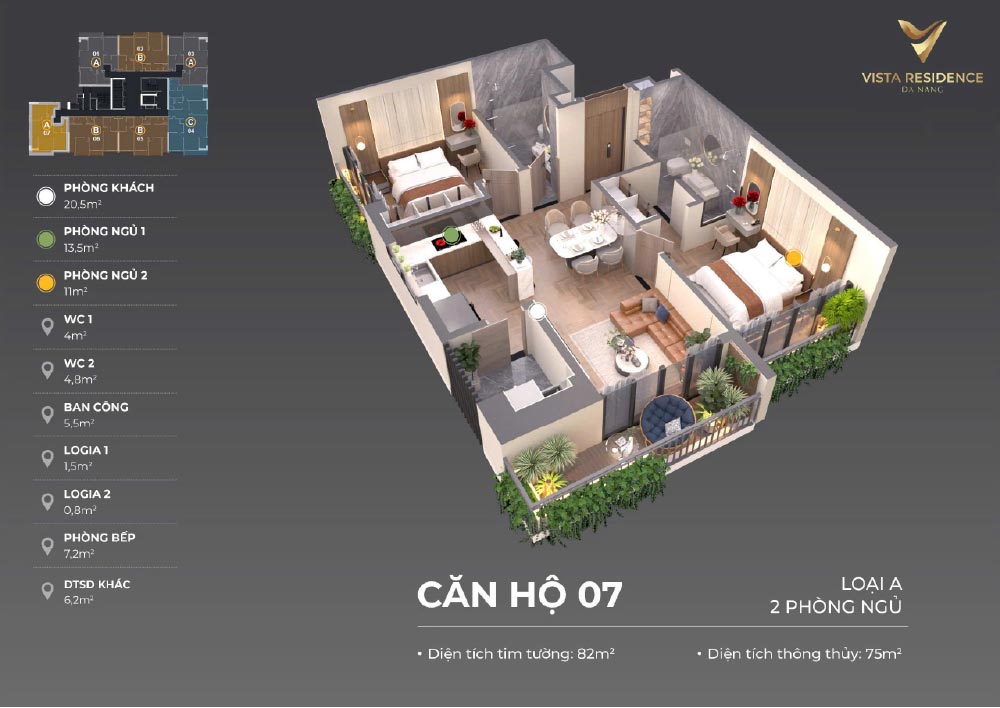 Thiết kế layout căn hộ Vista Residence